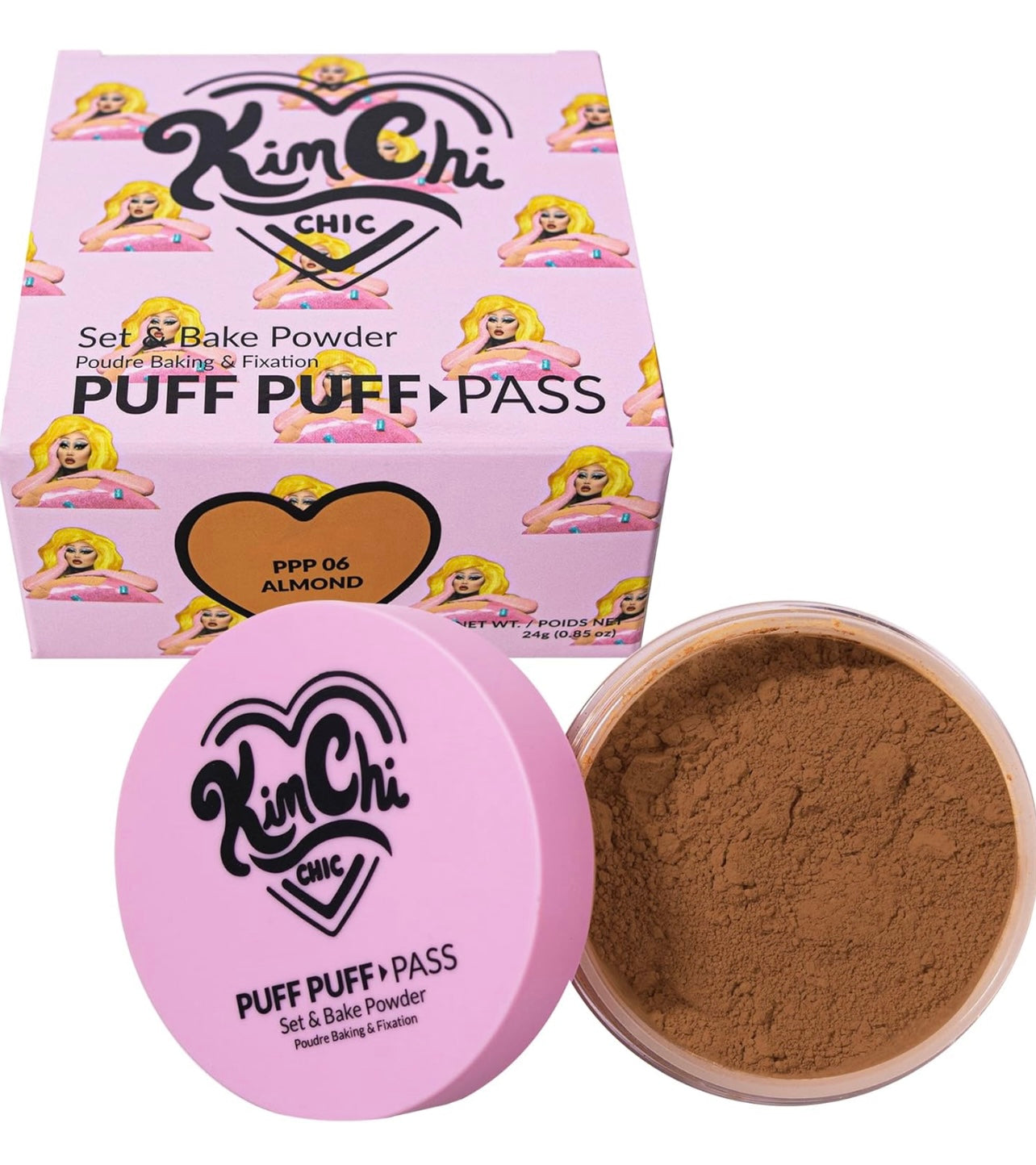 KimChi Chic Puff Puff Pass Set & Bake Powder with Rice Powder & Vitamin-E, Lightweight & Translucent Makeup, Cosmetic Setting Powder