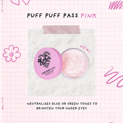 KimChi Chic Puff Puff Pass Set & Bake Powder with Rice Powder & Vitamin-E, Lightweight & Translucent Makeup, Cosmetic Setting Powder