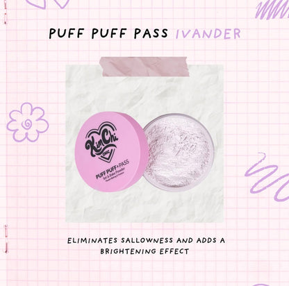 KimChi Chic Puff Puff Pass Set & Bake Powder with Rice Powder & Vitamin-E, Lightweight & Translucent Makeup, Cosmetic Setting Powder