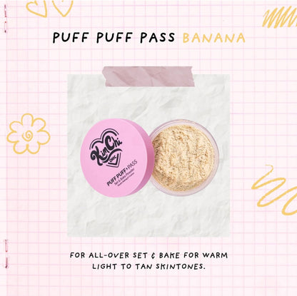 KimChi Chic Puff Puff Pass Set & Bake Powder with Rice Powder & Vitamin-E, Lightweight & Translucent Makeup, Cosmetic Setting Powder